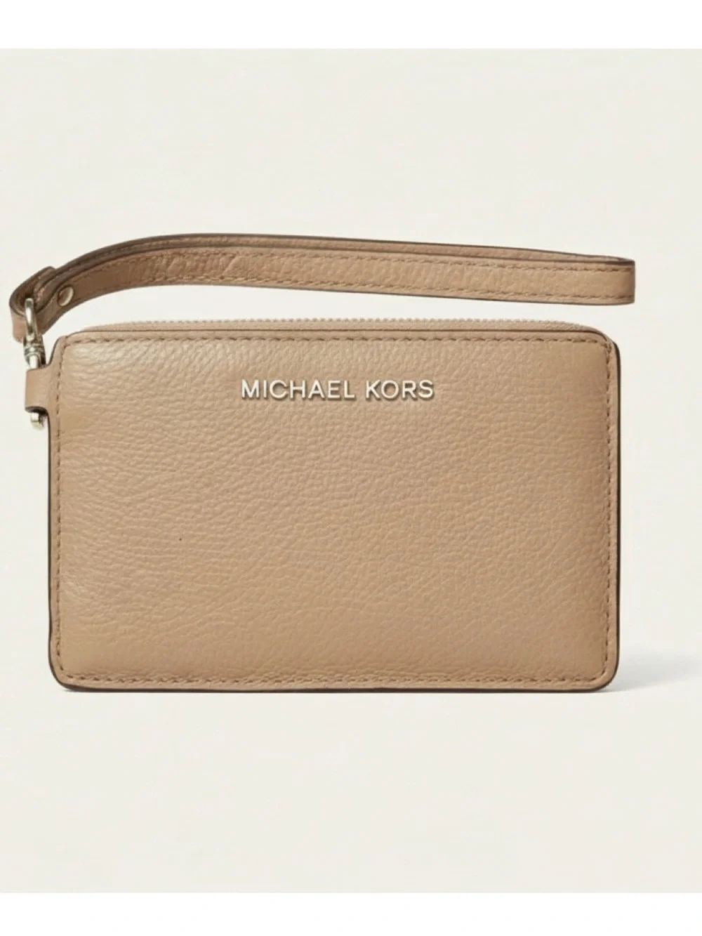 💙 Michael Michael Kors Jet Set, Zip Top, Tan Wallet With Gold Logo 💙